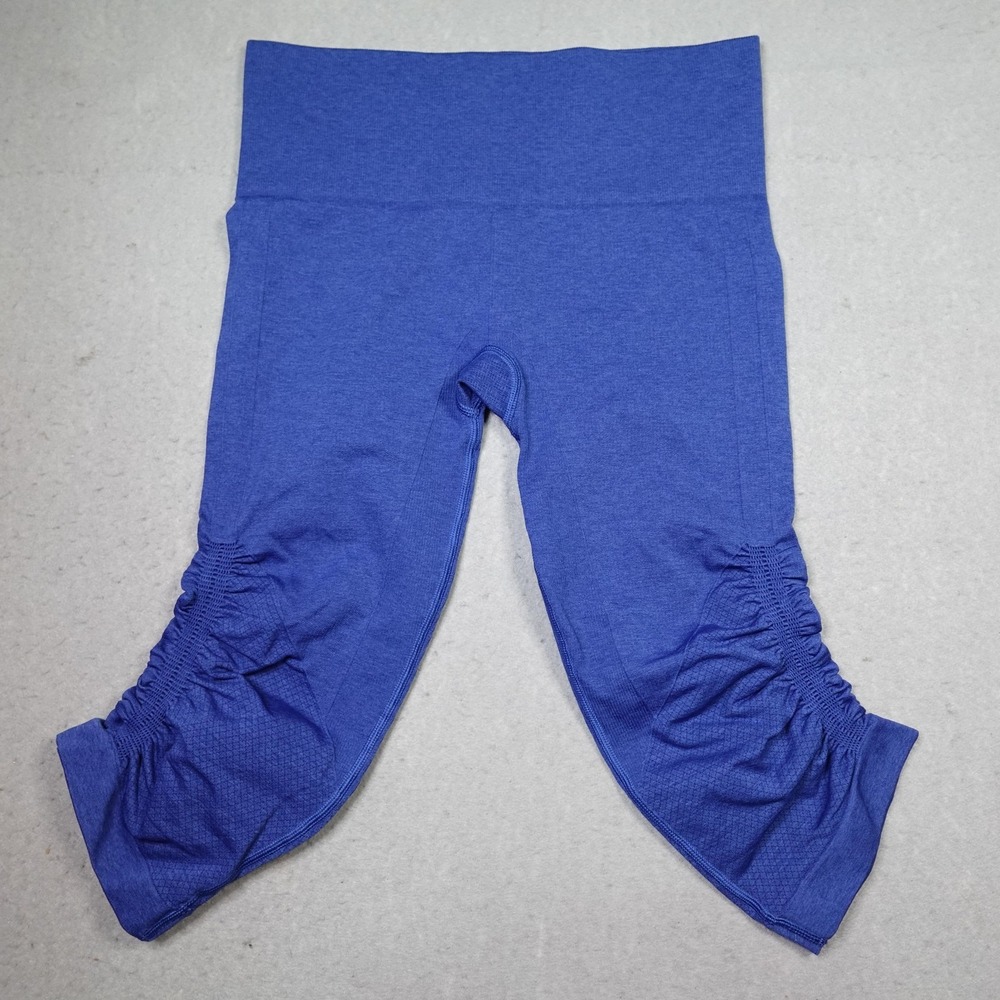 Lululemon Leggings Womens 6 Blue Ruched Capri Crop Yoga Workout Pants Athletic